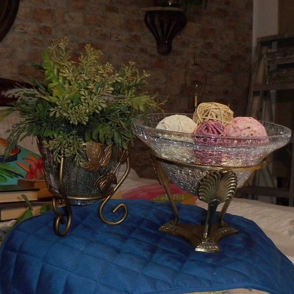 Gold leaf stands with Crackle Glass - Picture 14 of 16